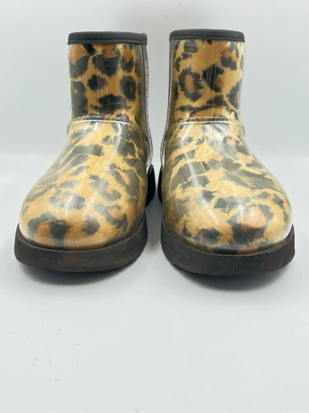 UGG Classic Clear Mini Leopard Animal Print Waterproof Boots Women Size US 6